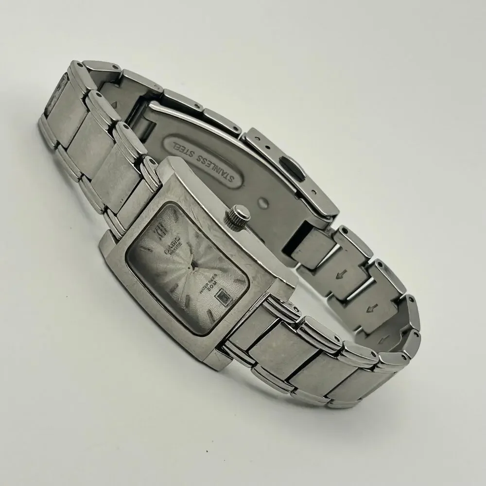 Casio Beside BEL-100 Silver-tone Stainless Steel Watch Working New Battery